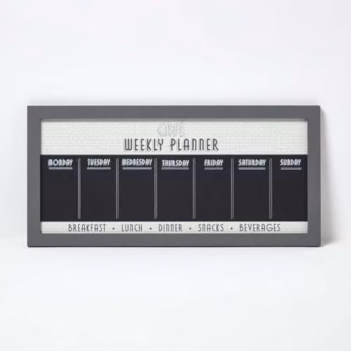 Homescapes Weekly Planner Chalkboard in Black or Grey, W: 67 cm, H: 32 cm