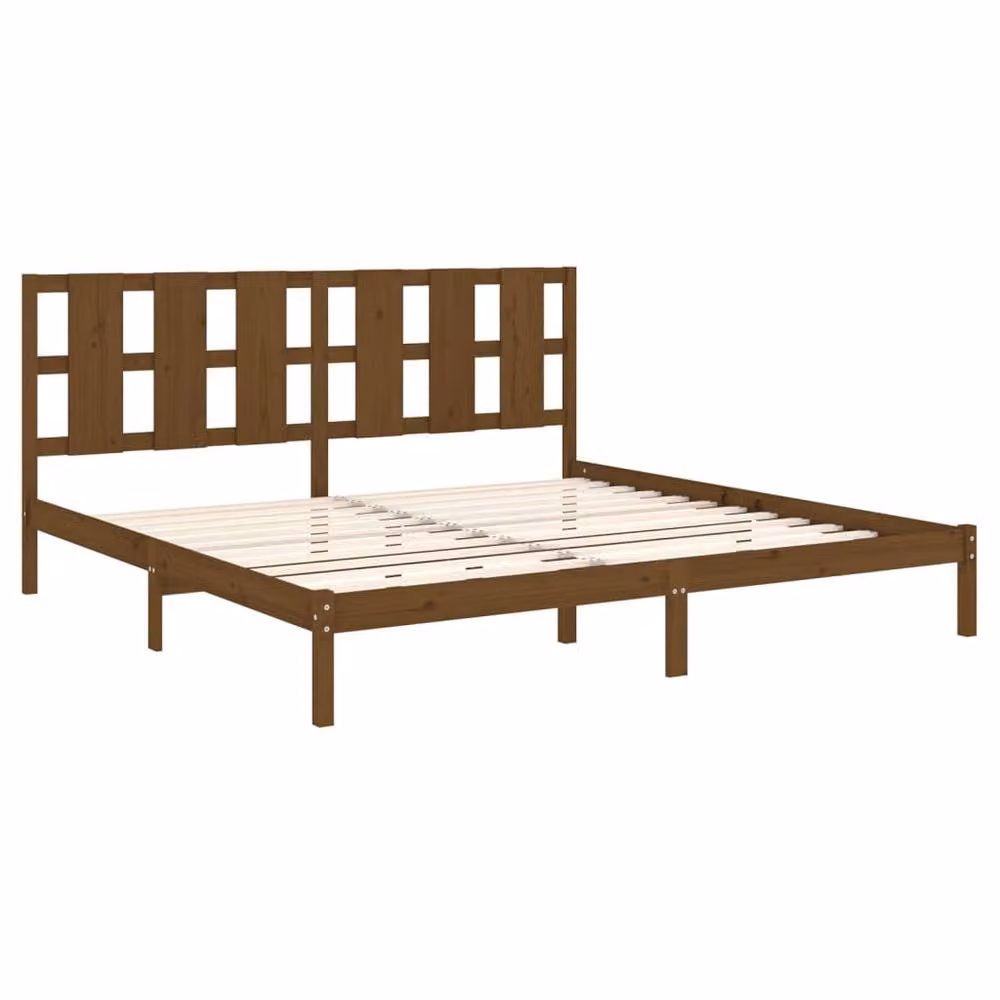 Berkfield Home Beautiful Bed Frame in Honey Brown Solid Pine Wood, W/D/H: 200 x 100 x 205.5 cm – 3