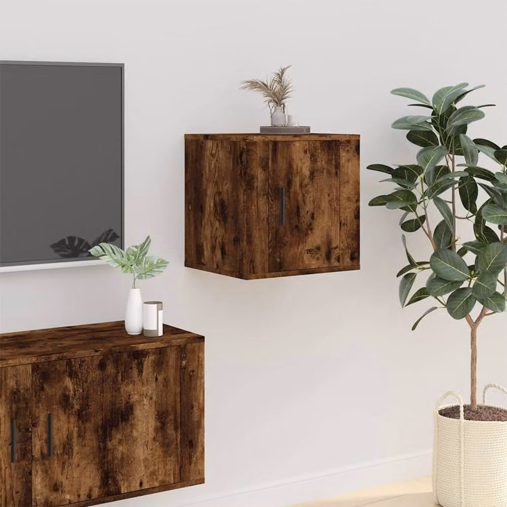 Berkfield Home Wall Mounted TV Cabinets, 2 Piece Set in Smoked Oak Brown, W/D/H: 40 x 34.5 x 40 cm – 4