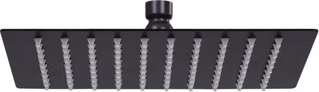 Kelvenix Square Stainless Steel Rain Overhead Shower Head in Matt Black, W: 20 cm x D: 20 cm – 1