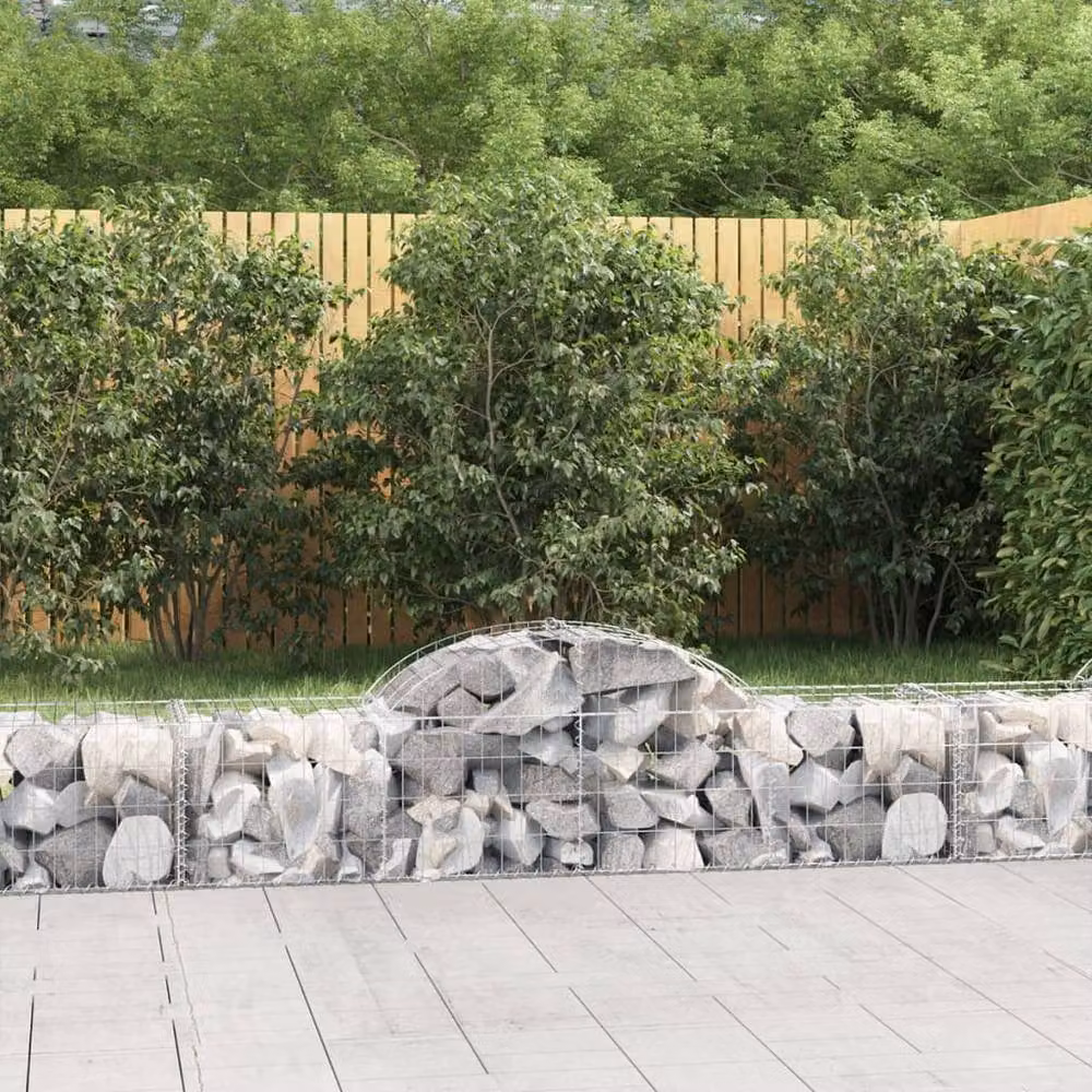 Berkfield Home Arched Gabion Baskets, 10 Pack, Silver Galvanised Steel, W: 200 cm, D: 50 cm, H: 40-60 cm – 2