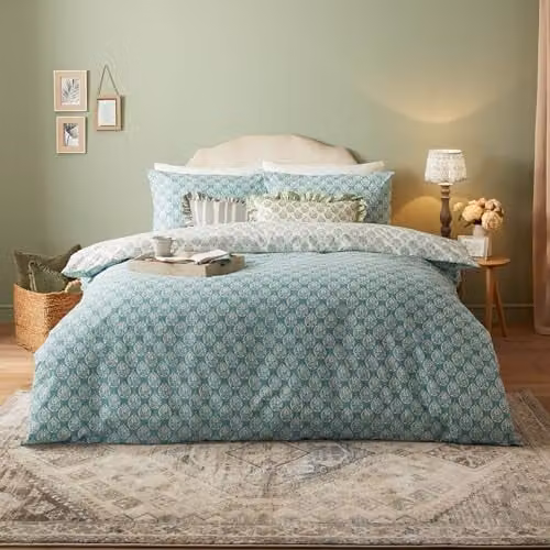 Riva Home Blue Reversible Graphic Ethnic Duvet Cover Set, W: 140 cm, H: 200 cm