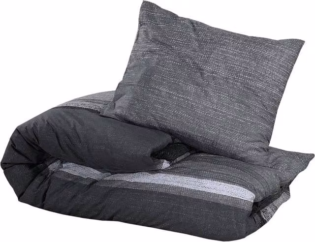 Berkfield Home Elegant Cotton Duvet Cover and Pillowcase Set, Grey, W/D/H: 140 x 200 cm and 50 x 75 cm – 1