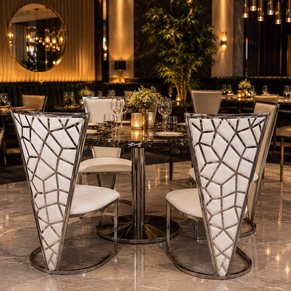 HOME LUXE INTERIOR Set of 2 Vienna Dining Chairs in Mink Cream and Silver – 4