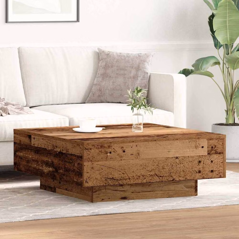 Berkfield Home Traditional Square Coffee Table in Brown Oak, W/D/H: 80 x 80 x 31 cm – 2