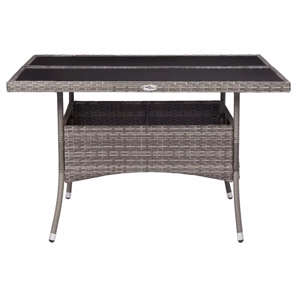 Berkfield Home Modern Grey Poly Rattan and Glass Outdoor Dining Table – 2