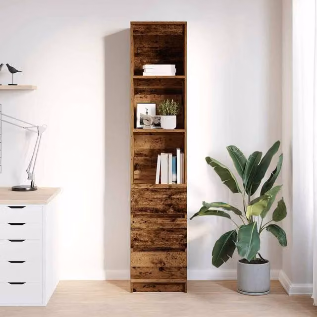 Berkfield Home Old Wood Highboard in Brown, W/D/H: 37.5 x 35 x 180 cm – 1