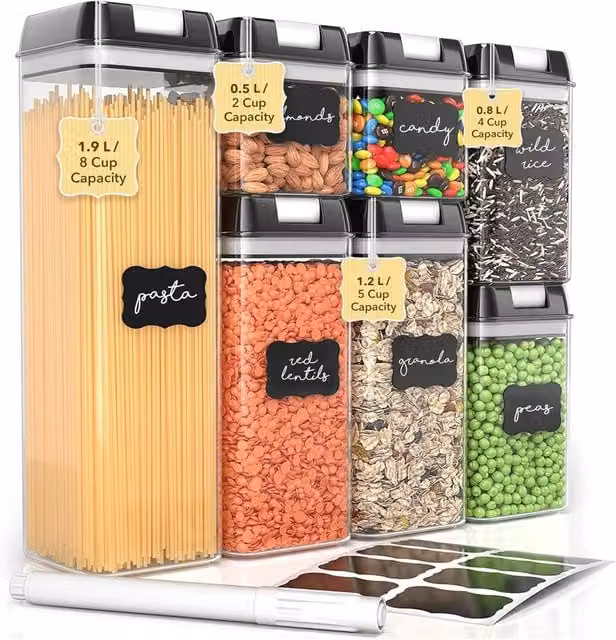 Dyzi Set of 7 Airtight and Leakproof Transparent Plastic Food Storage Containers – 1