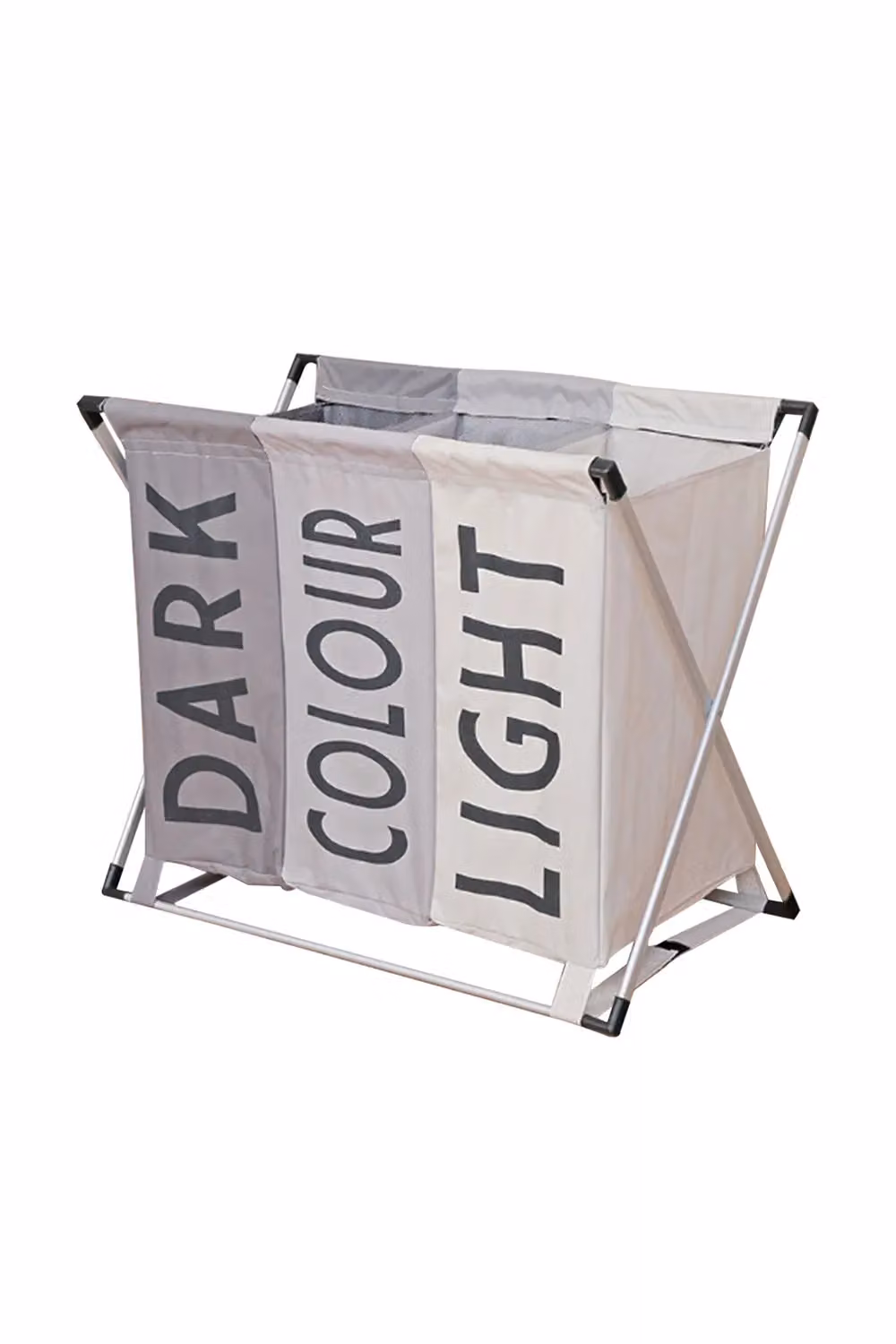 Living and Home Aluminium 3-Section Foldable Laundry Sorter and Bathroom Hamper Basket Organizer in Grey – 3