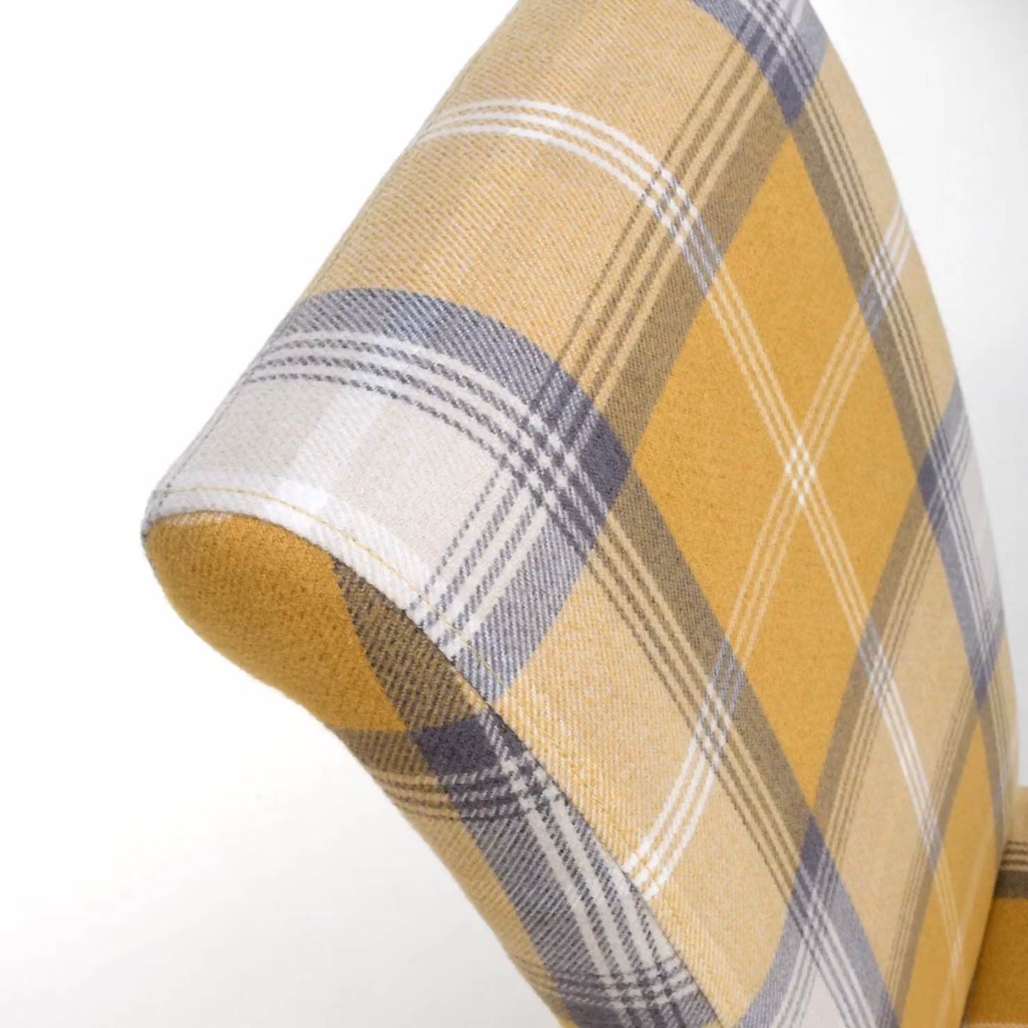 Shankar Karta Yellow Checked Fabric and Rubberwood Dining Chair – 2