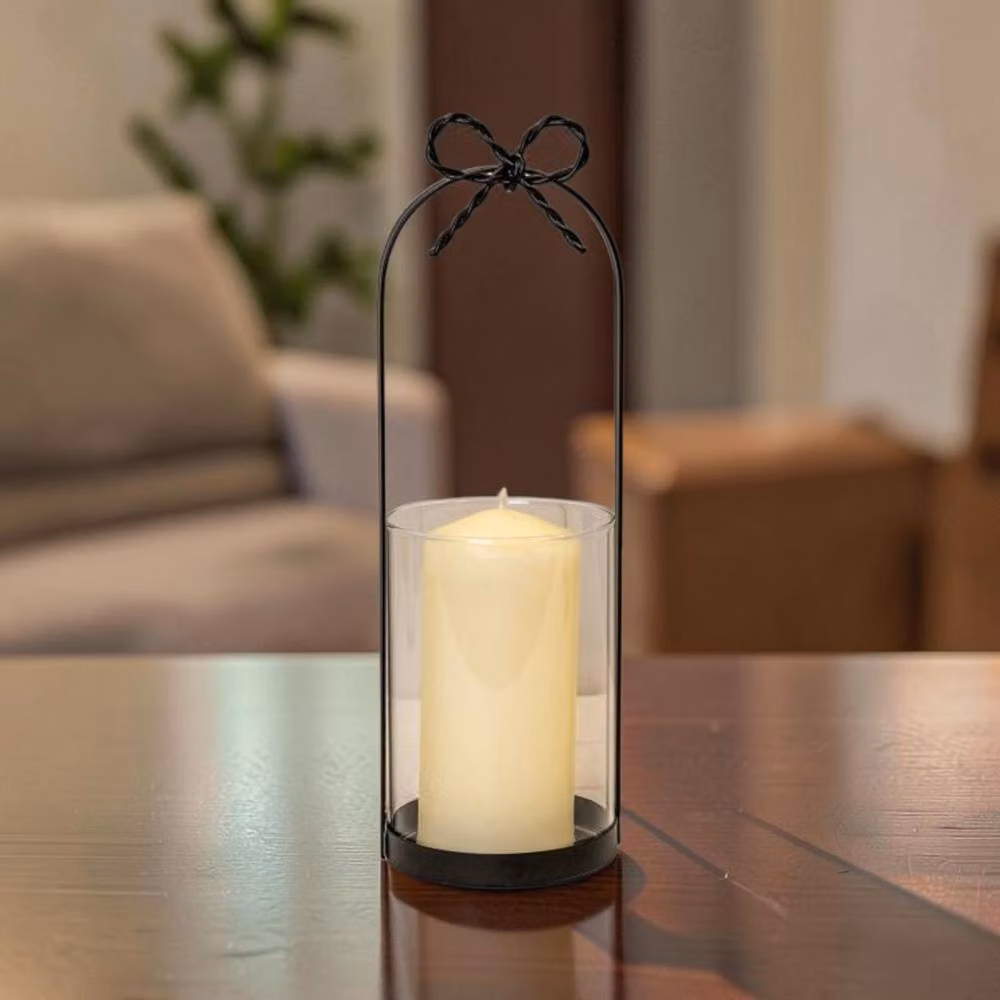 Four Candle Black Metal Tabletop Candle Holder with Bow, Height: 32 cm – 2