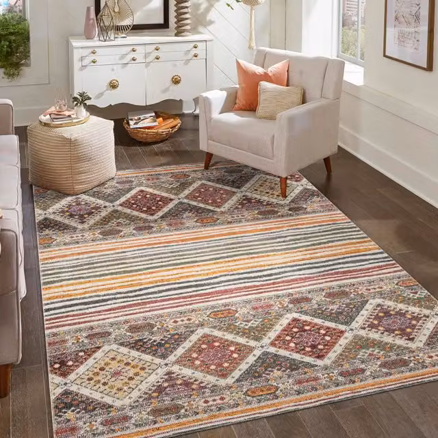Desire Rugs Aress Washable Geometric Living Room Area Rug, Multicolour, W: 120 cm, L: 170 cm