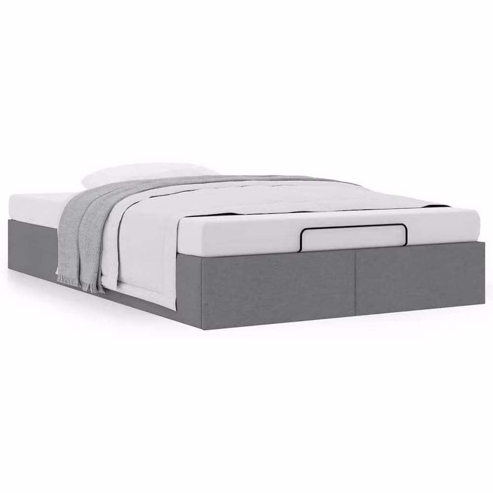 Berkfield Home Double Ottoman Bed Frame in Dark Grey Fabric with Lift Up Base, W/D/H: 140 x 190 x 135 cm – 2