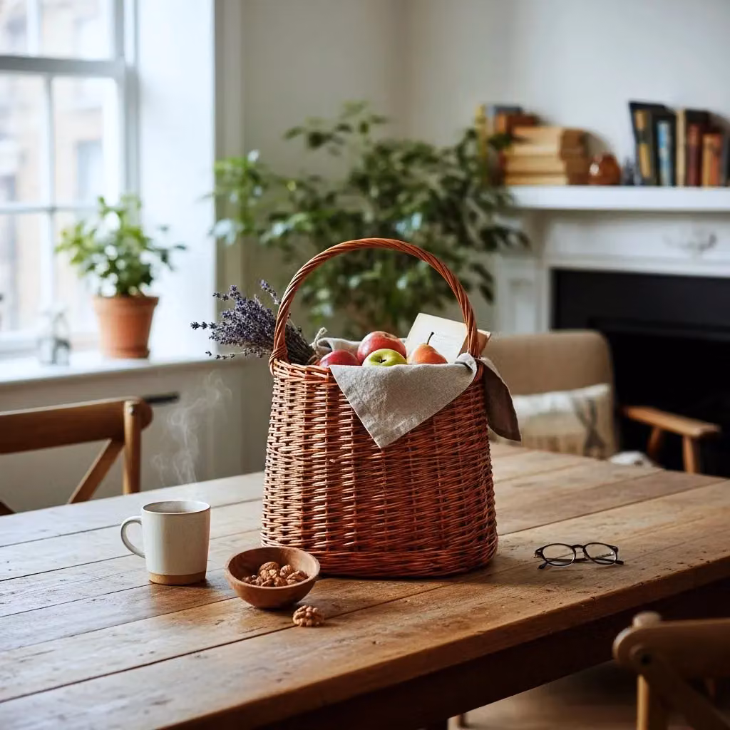Red Hamper Wicker Orchard Collecting Basket in Brown, Green or Red, W/D/H: 38.0 x 32.0 x 19.0 cm – 2