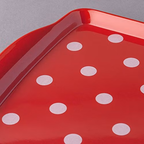 Zeal Melamine Dotty Rectangular Serving Tray with Handles, Red, W: 38 cm, D: 17 cm – 3