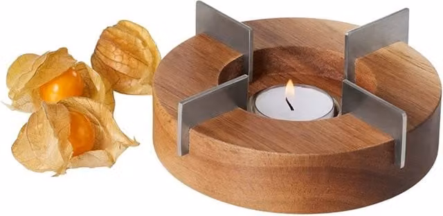 AdHoc Tuto Acacia Wood Teapot and Food Warmer, Brown, 14 cm