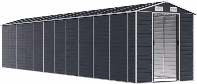 Berkfield Anthracite Galvanised Steel Garden Shed, W: 980 cm, D: 191 cm, H: 198 cm