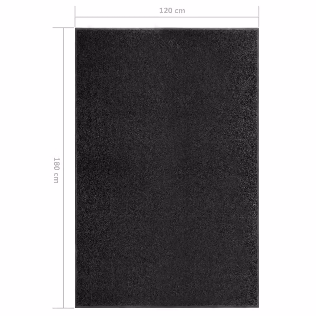 Berkfield Home Washable Non-Slip Black Doormat W/D/H: 180 x 120 cm – 3