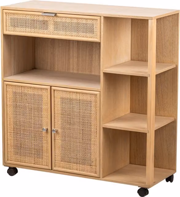 Nordlys Rustic Solid Wood Dessert Cart in Brown with Castors
