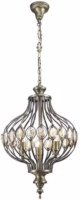 Marisa 3 Light Ceiling Pendant with Amber Crystal and Antique Brass Finish