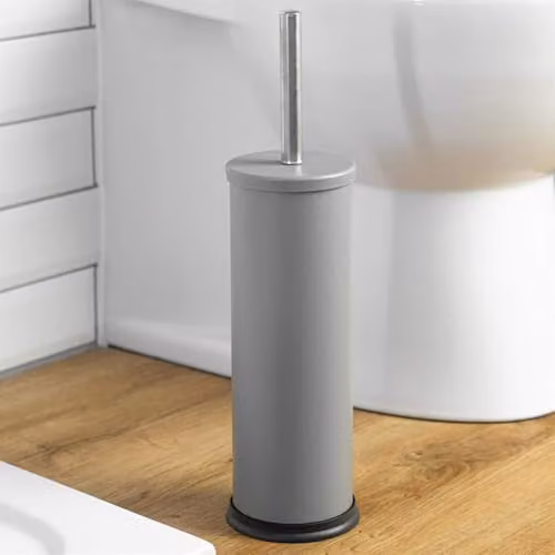 Harbour Housewares Matte Grey Toilet Brush and Holder Set of 2, Stainless Steel Bathroom Accessories with Non-Slip Bases – 2