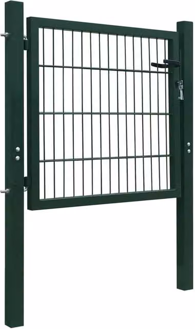 Berkfield Home Single 2D Steel Swing Fence Gate, Green, W: 106 cm, H: 130 cm