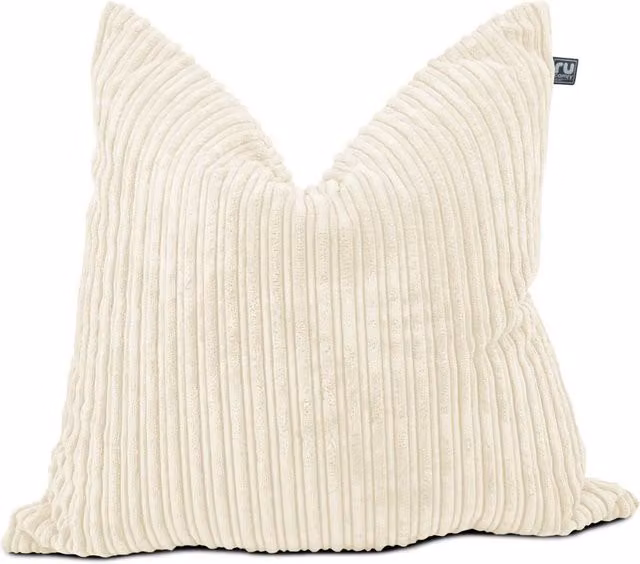 rucomfy Jumbo Cord Bean Bag Floor Cushion in Ivory with Removable Cover
