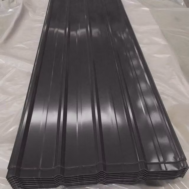 KORVIXA 12-Piece Black Corrugated Metal Roof Cladding, W: 100 cm, H: 200 cm
