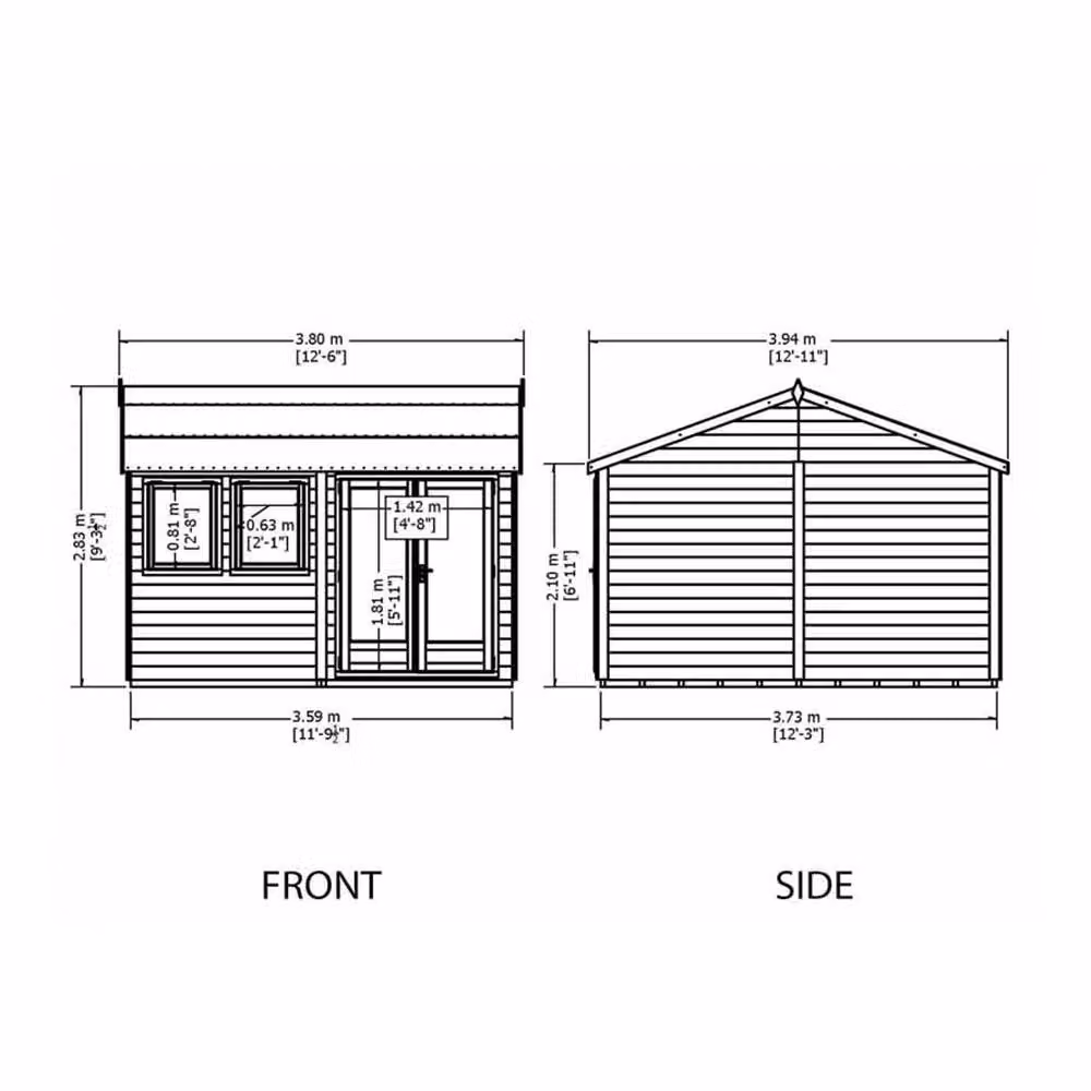 Shires Brown Wooden Garden Summerhouse with Double Doors and Two Opening Windows – 2