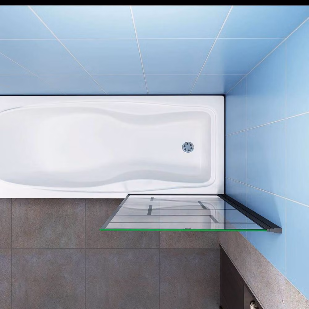 NESTLUNE Pivot Rectangular Glass Shower Screen with Matt Black Frame, W: 80 cm, H: 140 cm – 2