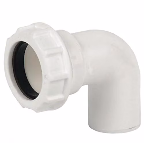FloPlast 32mm White Compression Waste 90 Degree Conversion Bend