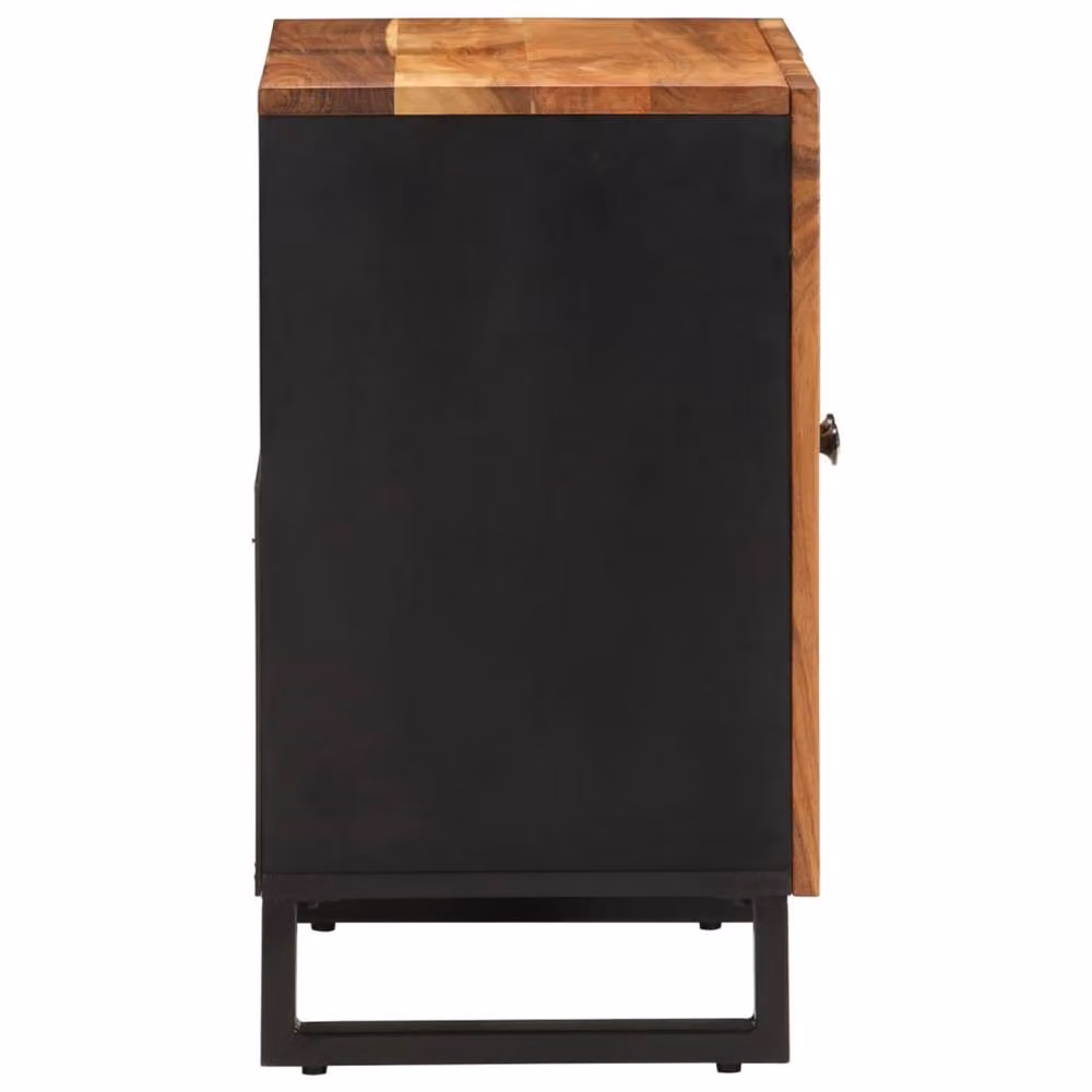 Berkfield Home Brown Acacia and Engineered Wood Freestanding Bathroom Sink Cabinet with Hinged Doors, W/D/H: 62 x 33 x 58 cm – 4
