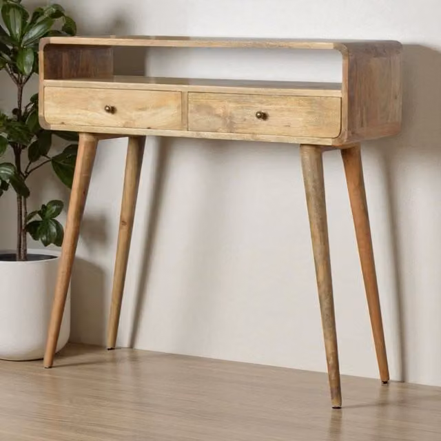 The Artisan Furniture Mango Wood Scandinavian Console Table in Brown