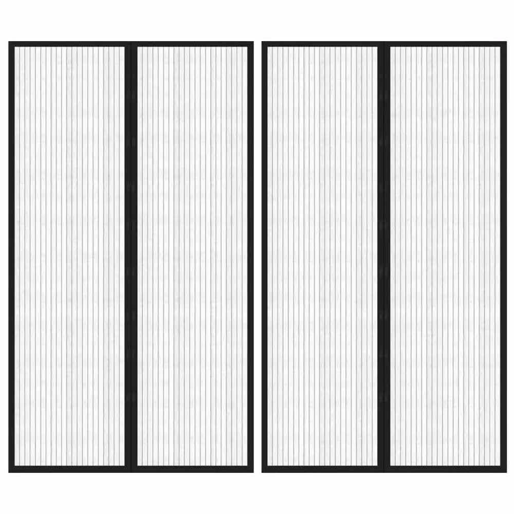 Berkfield Home Insect Door Curtains with Magnetic Blocks, Black, 2 Pack, W: 80 cm, H: 200 cm