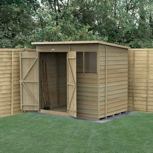 4LIFE Brown Wooden Pent Shed with Double Doors