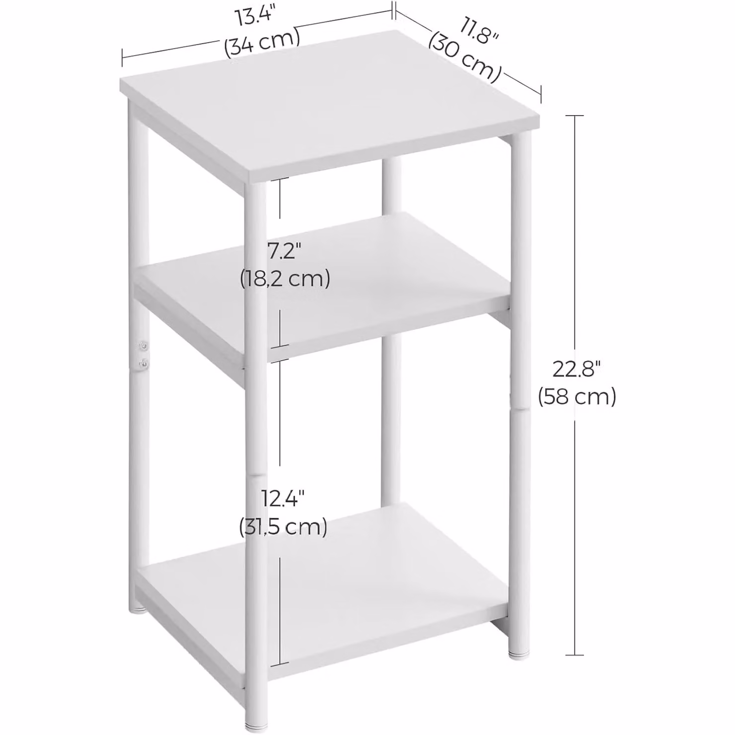 VASAGLE 3-Tier Industrial Sofa Side Table with Steel Frame in White – 2