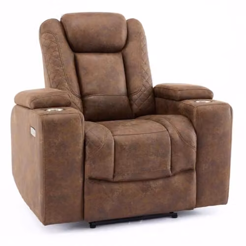 More4Homes Ashton 1+2 Seater Electric Recliner Sofa Set in Brown with USB Charging and Cup Holders – 6