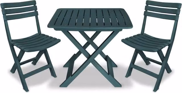 Berkfield Home 3 Piece Folding Bistro Set in Green Plastic – 1