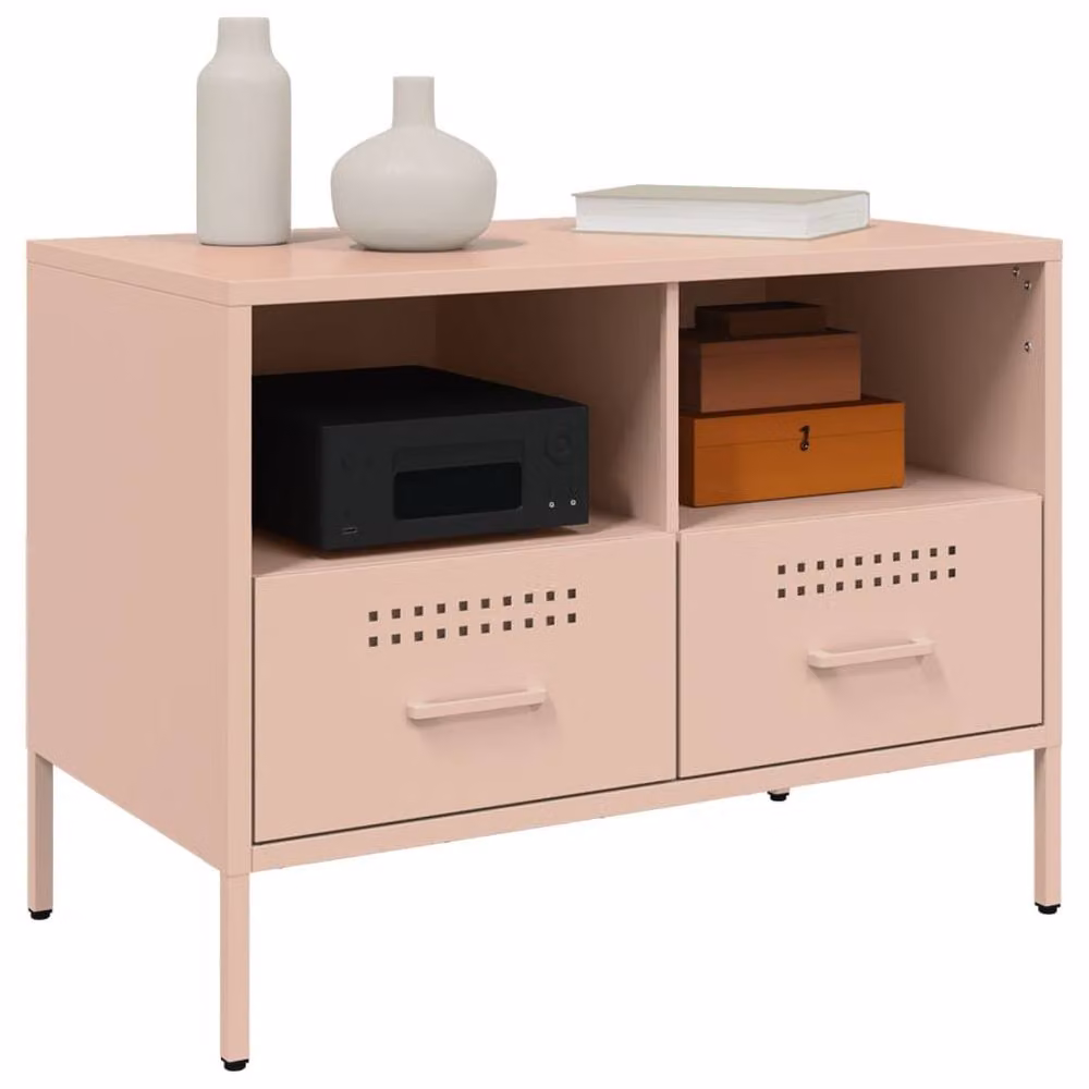 Berkfield Home Set of 2 Pink Metal TV Cabinets, W/D/H: 68 x 39 x 50.5 cm – 4