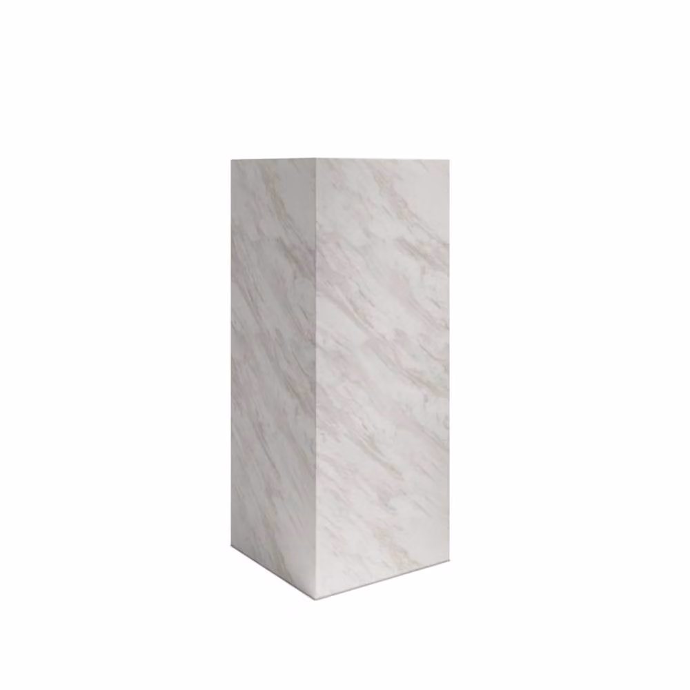 Wyld Haus Dingle White Marble Effect Large Pedestal Side Table – 2
