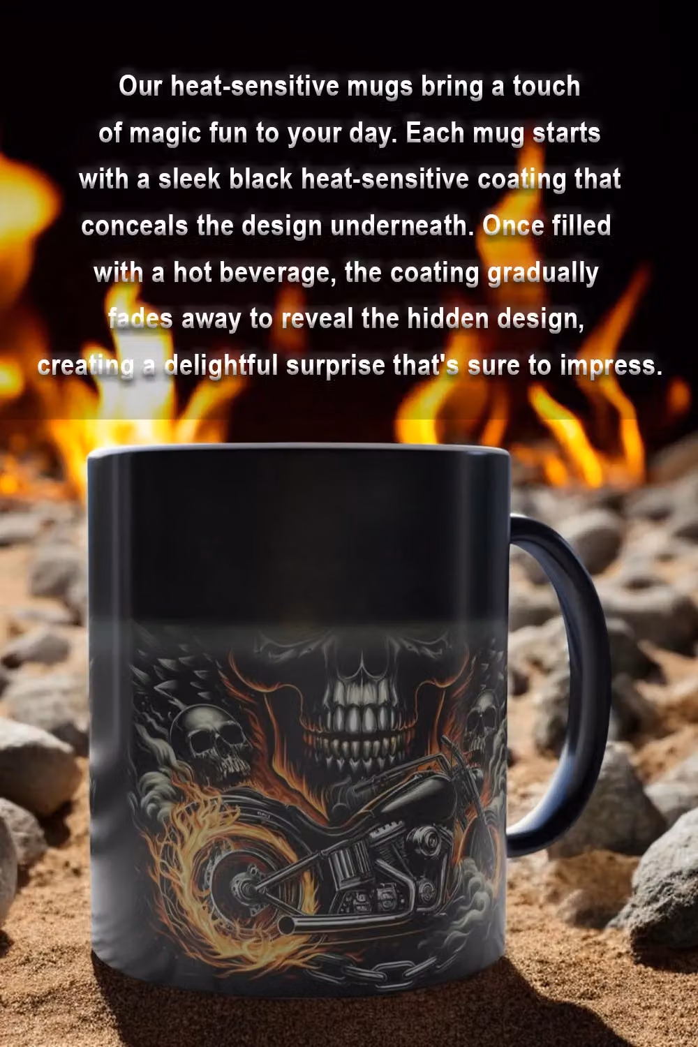 Simply Stunning Mugs Skull and Flames Ceramic Mug in Black and White – 2