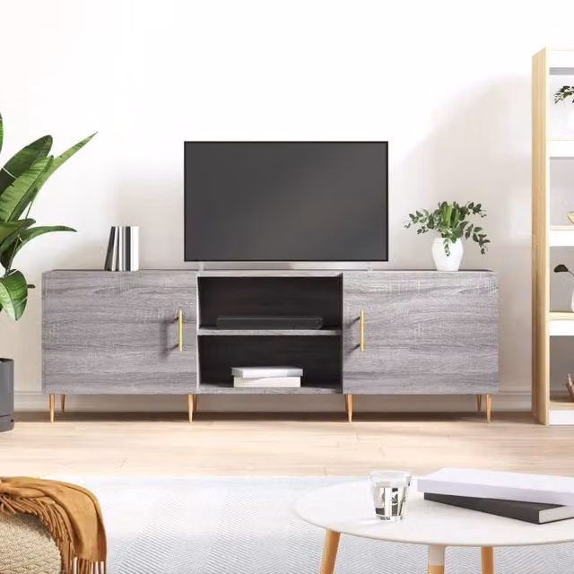 Berkfield Home Modern Grey Sonoma TV Cabinet, W/D/H: 150 x 30 x 50 cm – 1