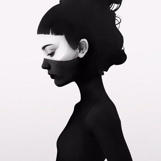 I Am Not Here Abstract Modern Wall Mural in White and Black
