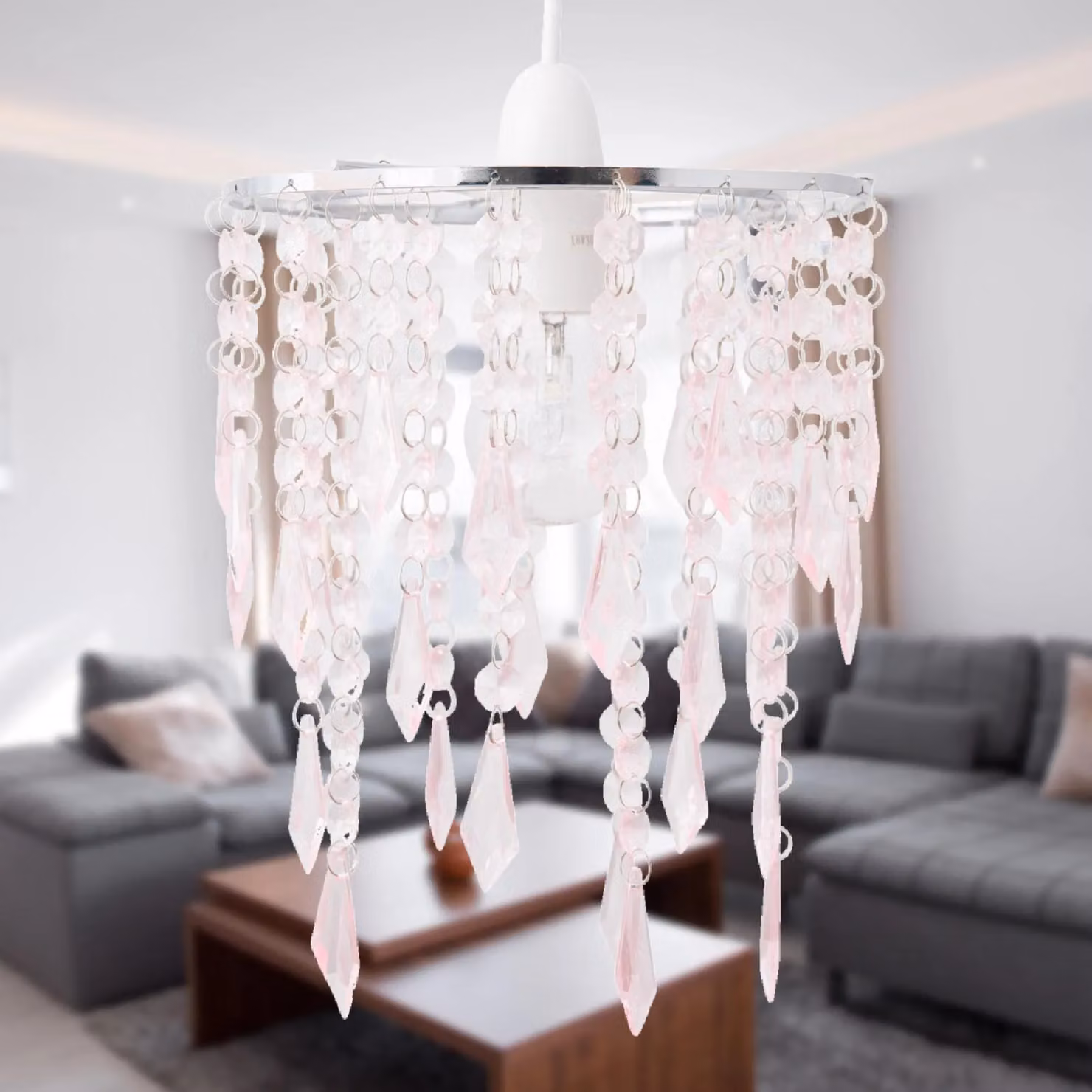 First Choice Lighting Chrome and Pink Jewels Modern Light Shade – 2