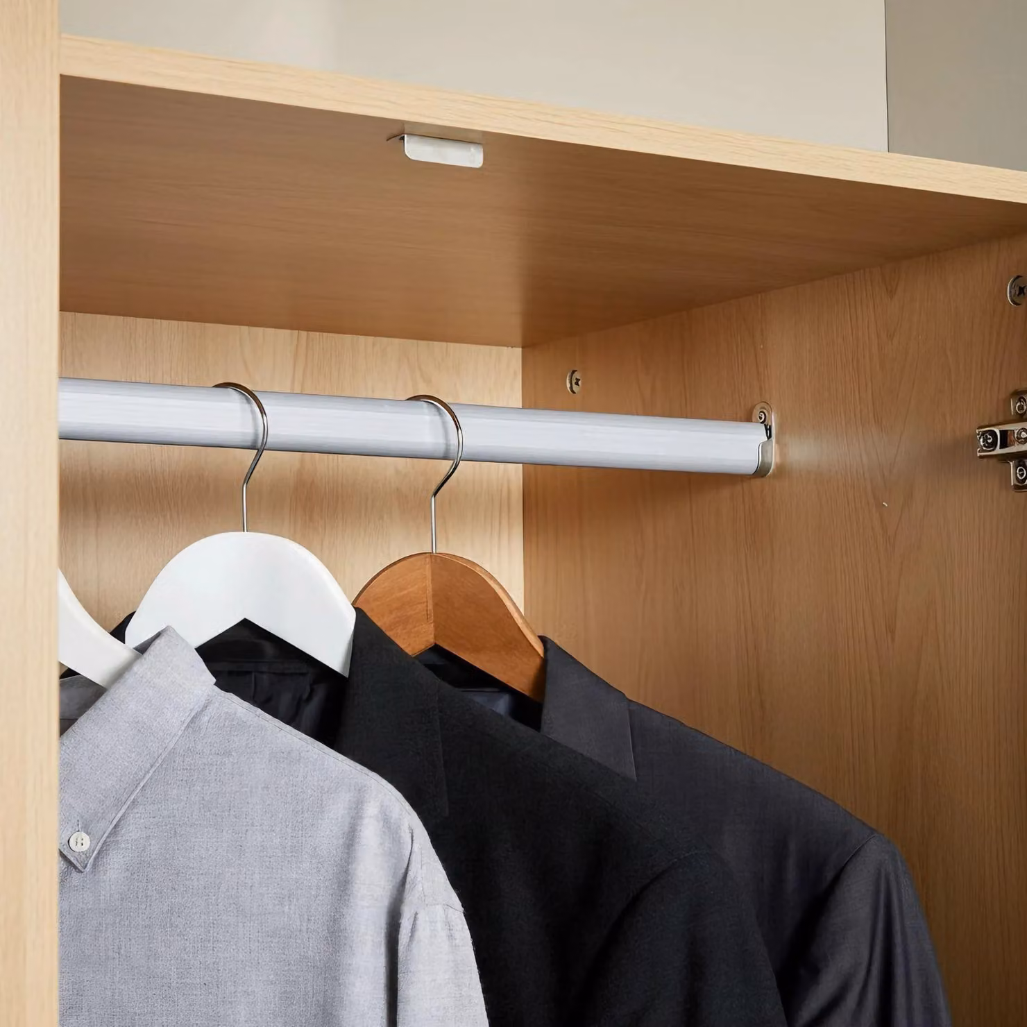 Home Source Phoenix 2 Door 3 Drawer Wardrobe with Internal Shelves and Hanging Rod in Brown Wood – 2