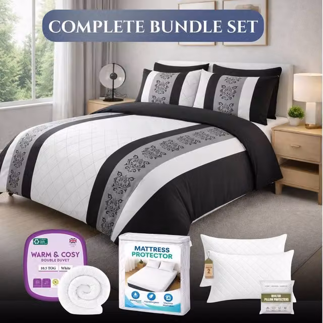 Grace Premium Microfibre Bedding Bundle Set in Black, Super King Size