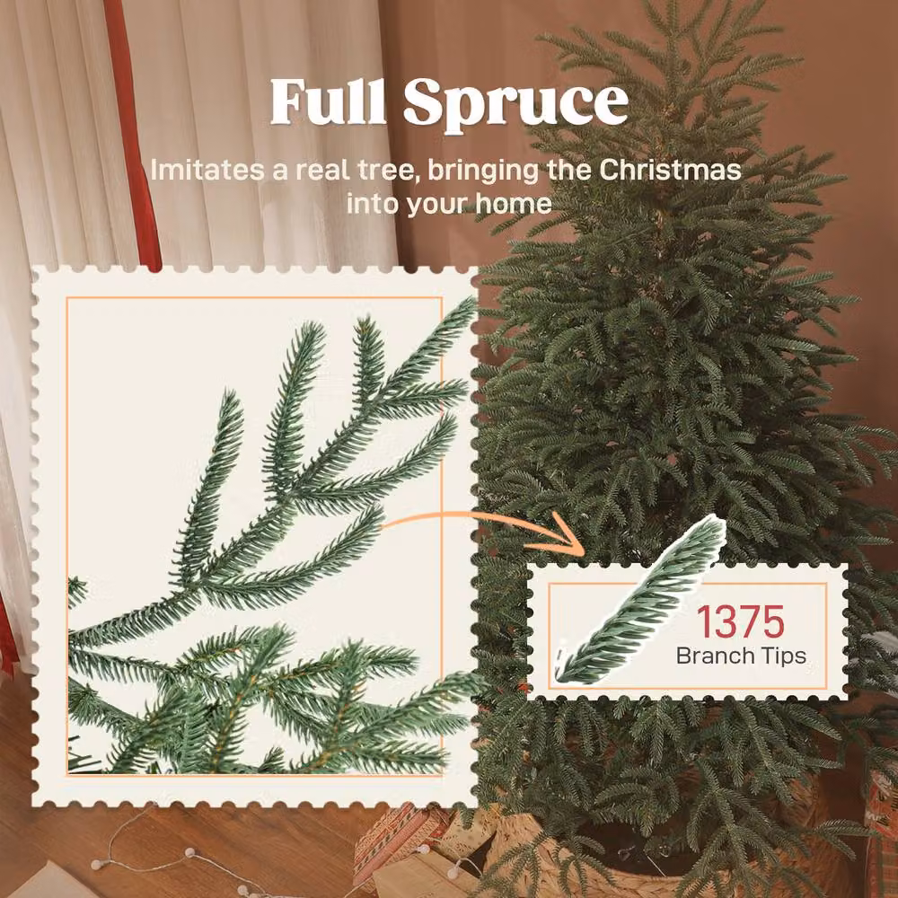 STILVORA Green Christmas Tree with Hinged Branches, Height: 152 cm – 5