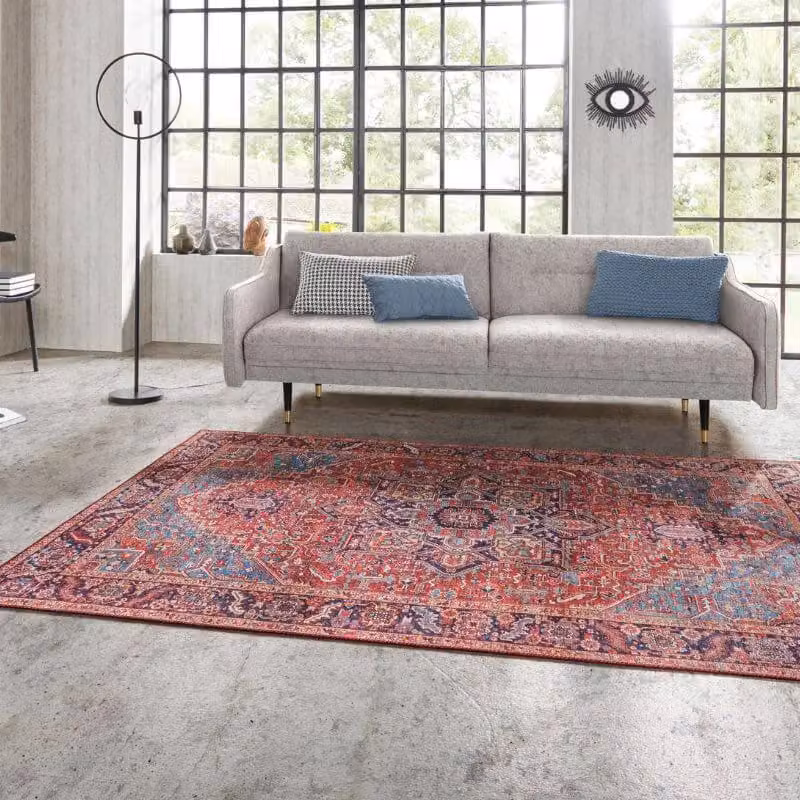 THE RUGS Amata Oriental Vintage Medallion Flatweave Rug, Red and Multicolour, W: 80 cm, L: 150 cm – 2
