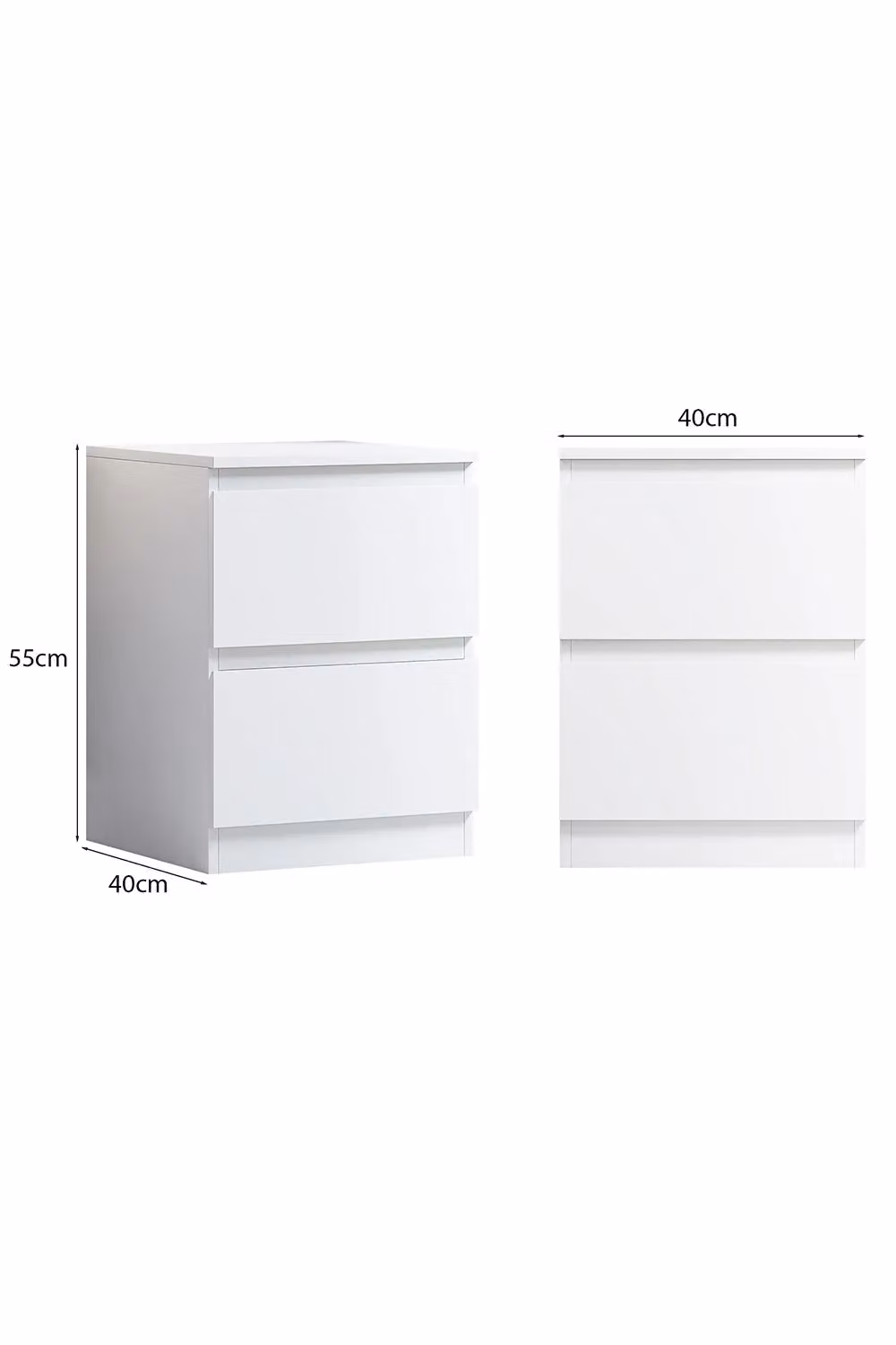 FWStyle Stora White 2 Drawer Bedside Chest with Matt Finish – 3