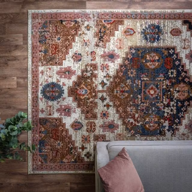 The Rug Shop UK Beige Border Traditional Persian Geometric Easy To Clean Rug, W: 195 cm, D: 290 cm